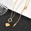 304 Stainless Steel Heart Pendant Lariat Necklaces for Women NJEW-A064-05G-2