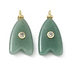 Brass & Natural Green Aventurine & Cubic Zirconia Pendants GG-CBAD360-20G-08-1