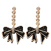 Bowknot Brass Rhinestone Dangle Stud Earrings FS-WGF8F1F-01-5