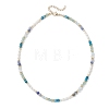 Natural Aquamarine & Sodalite & Green Aventurine Round Cube and Natural Pearl Rice Beaded Necklaces NJEW-JN05868-01-4