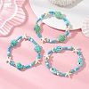 3Pcs 3 Styles Handmade Porcelain & Glass Seed Bead & Starfish Synthetic Turquoise Stretch Bracelets for Women BJEW-MZ00316-1
