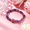 Electroplated Hexagon Prism Natural Quartz Chip Beaded Stretch Bracelets fo Women BJEW-JB10756-03-2