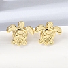 Turtle Brass Stud Earrings EJEW-D352-04G-1