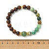 Natural African Padauk Wood & Green Line Jasper Beaded Stretch Bracelets for Women BJEW-JB14100-02-4