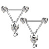 316L Stainless Steel Clear Cubic Zirconia Heart Nipple Stirrup WGBCE0A-02-1