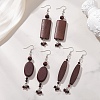 3 Pairs 3 Styles Wood Dangle Earrings EJEW-JE06996-1