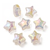 UV Plating Rainbow Iridescent Transparent Crackle Acrylic Beads OACR-P010-09E-2