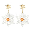 Christmas Snowflake Glass Seed Braided Dangle Earrings EJEW-MZ00233-03-1