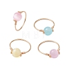 Round Natural Selenite Finger Rings RJEW-TA00127-1