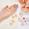 FIBLOOM 4 Pairs 4 Style Brass & Alloy Geometry Dangle Stud Earrings for Women EJEW-FI0002-68-3
