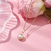 Round Natural Freshwater Pearl Copper Wire Wrapped Pendant Necklaces NJEW-JN04947-01-2