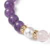 Natural Rose Quartz & Amethyst Beads Stretch Bracelets for Women BJEW-JB13193-01-3