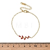 304 Stainless Steel Rhinestone Leaf Link Bracelets SA-CBA5F76-03G-01-5