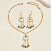 Bohemian Vintage Iron Resin Evil Eye Tassels Pendant Necklaces & Earrings Sets for Women XC5526-5