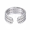 Non-Tarnish 304 Stainless Steel Twist Rope Open Cuff Ring RJEW-T023-47P-2