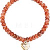 Resin and Plastic Heart Pendant Rondelle Beaded Necklaces with Alloy End Chains FS-WG415CE-01-2