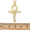 Brass Micro Pave Clear Cubic Zirconia Snake Wrapped Ankh Cross Pendant Necklaces LS-NJEW-S446-01G-3
