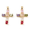 Brass Micro Pave Cubic Zirconia Pendants X-ZIRC-M116-04G-1