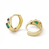 Green Cubic Zirconia Rectangle Beaded Hoop Earrings LS-EJEW-M210-16G-2