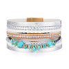 Bohemian Style Turquoise PU Imitation Leather Multi-strand Bracelets WGC9584-02-1