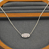 Brass Pave Natural Rose Quartz Faceted Oval Pendant Necklaces for Women WG283E9-03-1