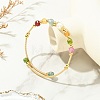 Natural Gemstone & Freshwater Pearl Beaded Copper French Wired Cuff Bangles for Women BJEW-JB13987-3