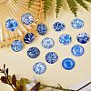 Blue and White Printed Glass Cabochons sgGGLA-SZ0001-13-4