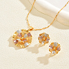 Vintage Brass Flower Stud Earrings & Pendant Necklaces Sets for Women GX0919-1