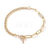 Brass Cross Charm Bracelets BJEW-JB05830-01-1