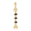 Brass Pave Cubic Zirconia Clear Cubic Zirconia & Natural Tiger Eye & Enamel European Dangle Charms GG-CBA3401-01G-B01-1