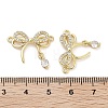 Rack Plating Brass Pave Clear Cubic Zirconia Bowknot Connector Charms KK-Z064-35G-02-3