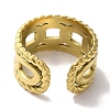 PVD Vacuum Plating 201 Stainless Steel Curb Chain Open Cuff Rings for Women RJEW-C092-15G-3