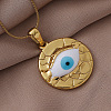 304 Stainless Steel Enamel White Evil Eye Pendant Necklaces VB8803-1