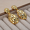 Retro Hollow Oval Drawbench Brass Dangle Stud Earrings for Women EJEW-G391-13G-1