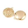 Flat Round Brass Hollow Locket Pendants KK-K414-11B-G-2