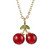 Cherry Lampwork Pendant Necklaces & Heart Link Bracelets Sets SJEW-JS01299-4