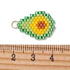 Fruit Theme Glass Seed Beaded Pendants PALLOY-MZ01357-04-3