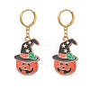 Halloween Theme Alloy Enamel Hoop Earrings for Women EJEW-JE05227-2