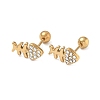 304 Stainless Steel Crystal Rhinestone Animal Cartilage Earrings SA-CBA1F7E-01G-09-1