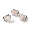 Natural Rose Quartz Sun & Moon Open Cuff Rings RJEW-K241-01P-04-1