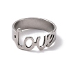 Non-Tarnish 201 Stainless Steel Word Love Finger Ring RJEW-J051-44P-2