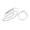 304 Stainless Steel Oval Link Chain Bracelet & Necklace Jewelry Sets SJEW-L199-03P-4