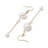 Shell Pearl with Brass Dangle Earrings for Women EJEW-TA00558-4