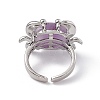 Natural Amethyst Crab Open Cuff Ring RJEW-I090-01P-10-3