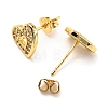 Clear Cubic Zirconia Heart Stud Earrings EJEW-F321-02G-2