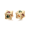 Brass Micro Pave Colorful Cubic Zirconia Beads KK-N289-25G-2