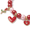 Valentine's Day Glass Pearl Stretch Bracelets for Women BJEW-JB11441-4