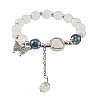 Alloy Butterfly Charm Handmade Lampwork Round Beaded Stretch Bracelets for Women AL-CBA1A3E-01P-2