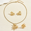 Flower Stainless Steel Stud Earrings & Pendant Necklaces & Rings Sets for Women PR9853-5
