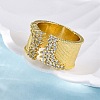 Brass Micro Pave Clear Cubic Zirconia Cuff Rings for Women RJEW-Q009-09G-5